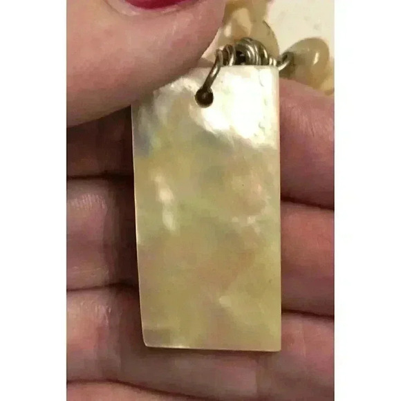 Vintage Abalone Style Pendant Necklace Retro Bohemian Chic Summer Statement - Picture 4 of 16